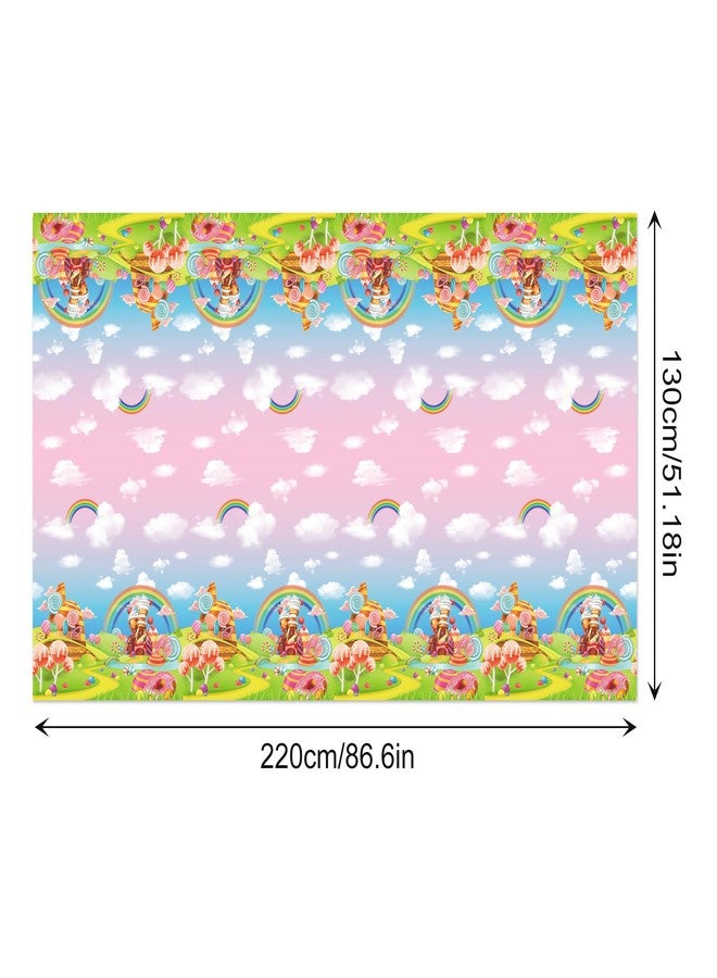 Lide Road 2 Pcs Lollipop Party Tablecloth Candy Land Tablecloths Candyland Themed Party Decoration Supplies Disposable Plastic Tablecloth Candy Castle Table Covers for Two Sweet Birthday Decoration,54 x 87In - Image 3